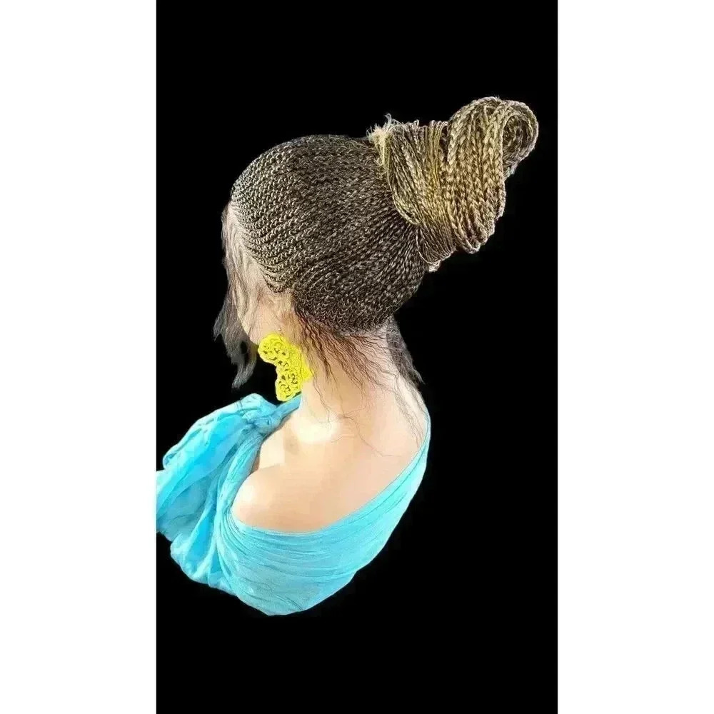 100% Handmade Shuku Style Jumbo Box Braided Lace Wig - Ombre Black, 28" Long NWT - Picture 10 of 15